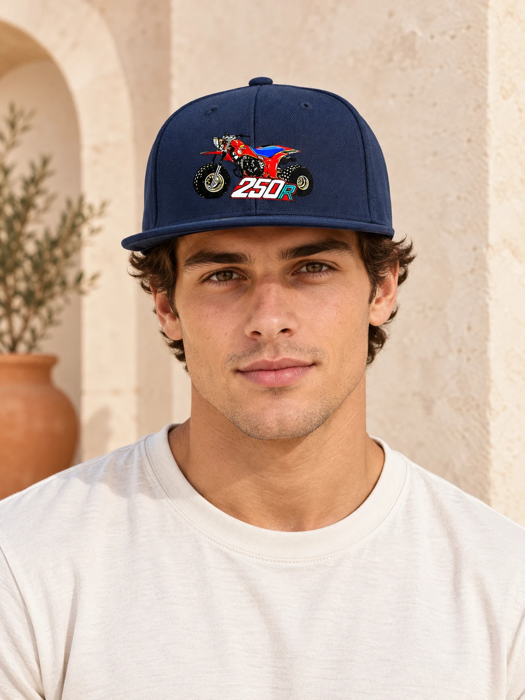 Vintage 250R ATV Mens Snapback Cap Gift — styled on a model